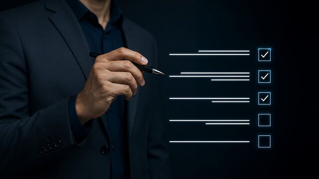 Business Checklist Management and Task Completion Process with Digital Quality Control Concept