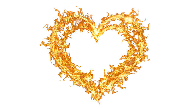 A heart shape formed by fire, symbolizing passionate love and intense emotion.