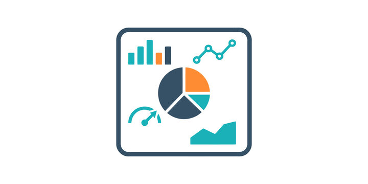Data analytics infographic with various charts for business and finance reporting.