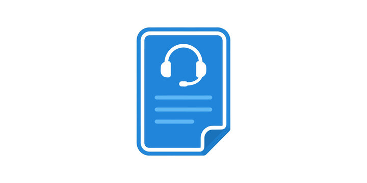 Document file icon with headset for technical support guide and manual.
