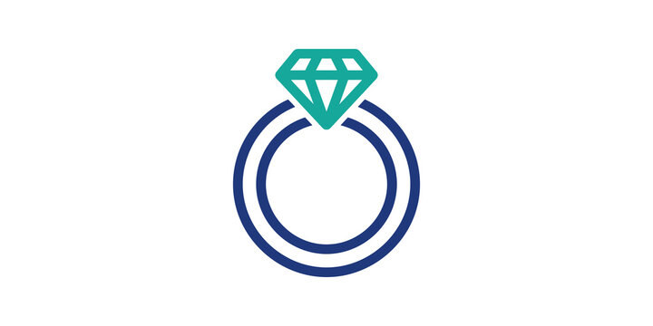 Diamond engagement ring icon with blue band for jewelry luxury branding.