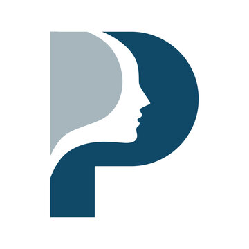 Letter P with Human Profile Vector Icon, Monogram Silhouette Symbol for Personal Branding and Identity