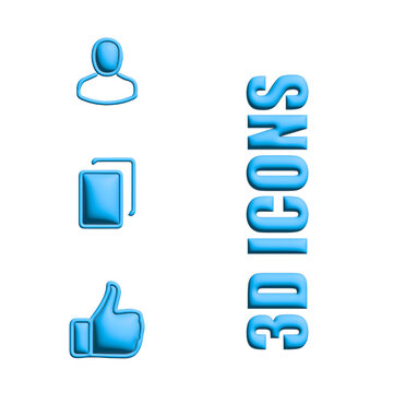 3D blue like and avatar icons for social media engagement and digital communication