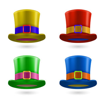 Colorful top hats for St. Patrick's Day celebrations transparent background