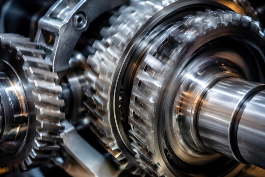 Fast Spinning Gears and Machinery Showcase Industrial Detail in Dynamic Professional Engineering Photography Scene Detail