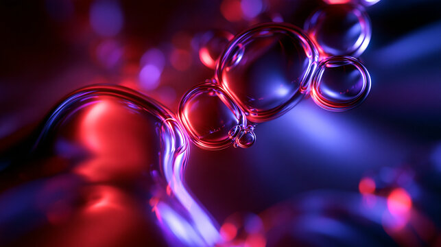 Abstract Macro Liquid Bubbles with Neon Glow