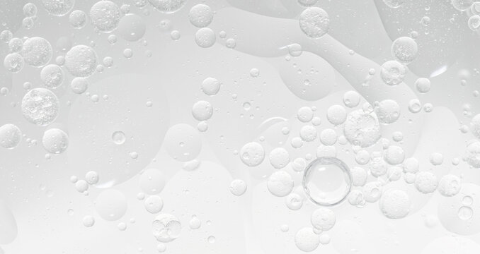 Abstract clear water bubbles essential oil beauty collagen Serum Repair cell background.