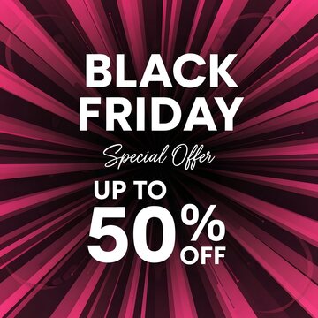 Black friday sale with fifty percent off offer