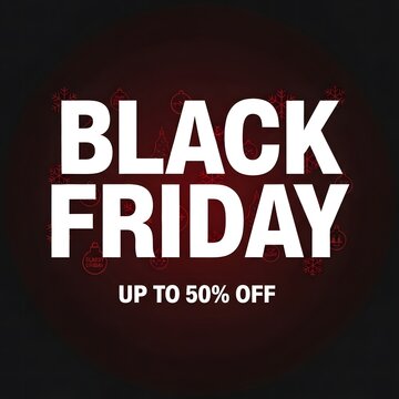 Black friday sale with fifty percent off text