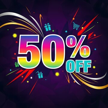 Fifty percent off sale graphic design