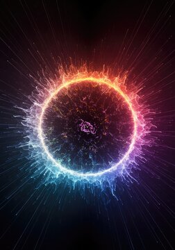 A colorful abstract visualization showing energy spreading out as wave components separate based on their varying frequencies ,field ,ripple ,speed