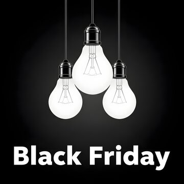 Three hanging light bulbs for black friday