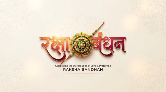 Raksha bandhan festival celebration banner with rakhi and hindi text