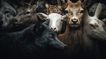 Naklejka premium A stunning composition depicting the diverse animal kingdom together in harmony