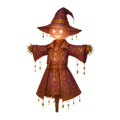 Obraz premium PNG Mystical scarecrow with glowing face