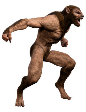 3D Rendering Werewolf on White