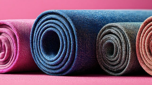 Purple, Pink and Blue Towels Isolated on White Background for Spa, Beauty, Wellness and Personal Care Concept