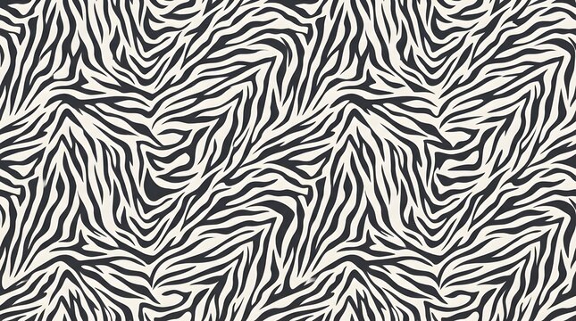 zebra print seamless pattern black and white animal skin texture wild safari background textile fashion design vector illustration