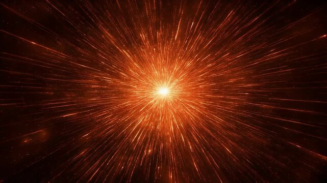 Bright orange light rays radiating outward in a dynamic explosion pattern