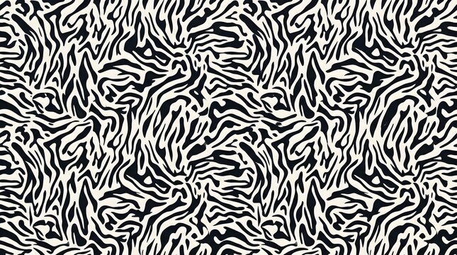 zebra print seamless pattern with black and white abstract animal stripes texture for fashionable textile design and modern graphic background