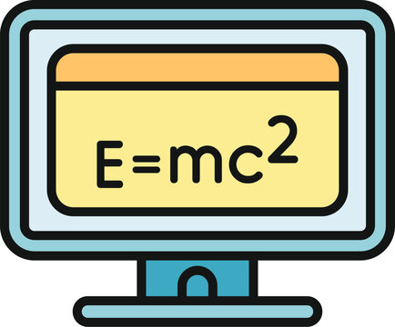 Computer monitor showing the emc2 formula, representing physics and education concepts