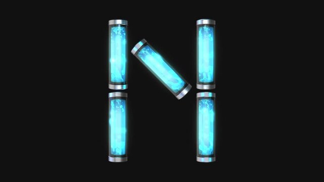 A drag and drop overlay letter that is made up from animated glowing neon liquid tubes that pulsate and rotate.
