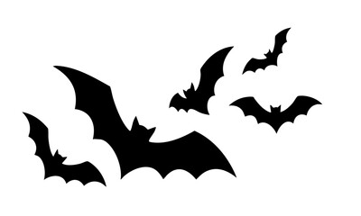 Fototapeta premium Group of black bats flying in the night sky for halloween celebration and spooky party design