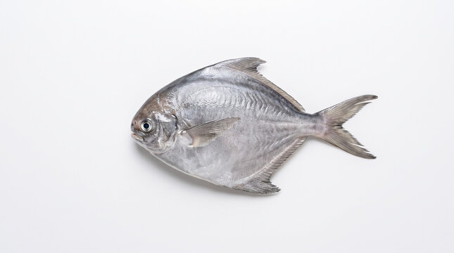 Whole silver bream on white plate isolated on white background