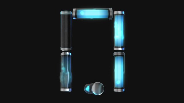 A drag and drop overlay letter that is made up from animated glowing neon liquid tubes that pulsate and rotate.
