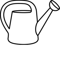 Fototapeta premium Line art watering can with spout isolated on white background for gardening design