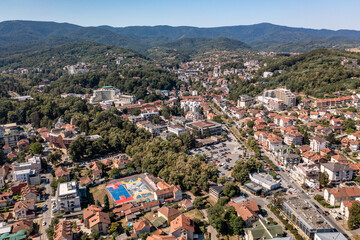 Fototapeta premium Vrnjacka Banja, Aerial Panorama of city and spa in Serbia