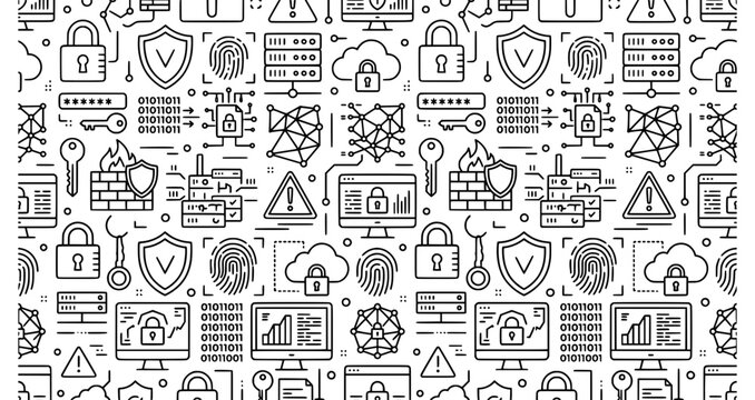 Cybersecurity and Data Protection Seamless Pattern Vector