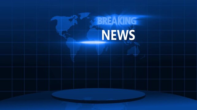 Background world map breaking news glowing animation