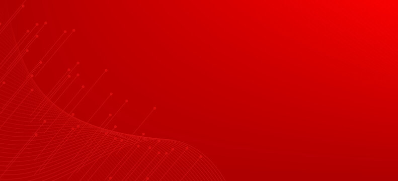 Digital technology banner red background concept with technology light effect, abstract tech, innovation future data, internet network, Ai big data, lines dots connection, illustration vector