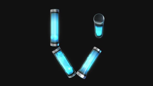 A drag and drop overlay letter that is made up from animated glowing neon liquid tubes that pulsate and rotate.
