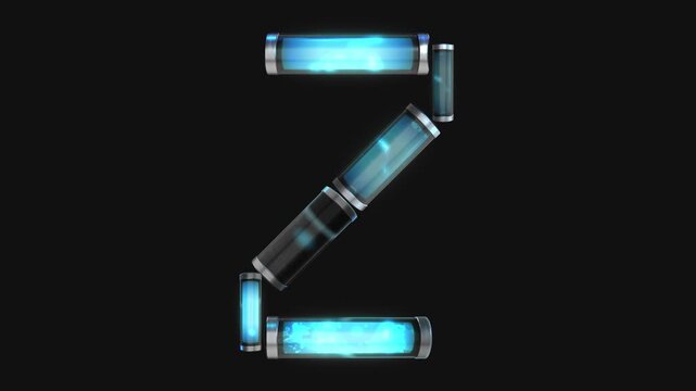 A drag and drop overlay letter that is made up from animated glowing neon liquid tubes that pulsate and rotate.
