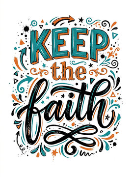 Keep the faith hand drawn lettering quote