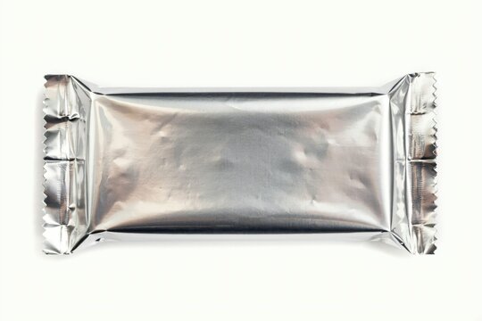 Silver snack bar isolated on white background. Perfect for food mockups.