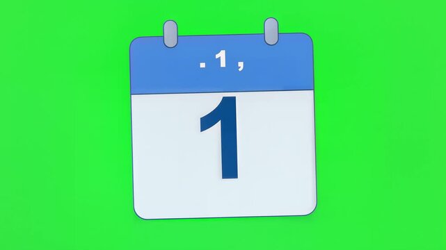 Simple calendar page showing number one on green background