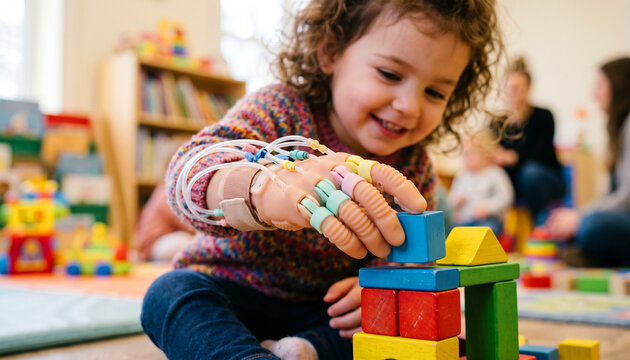 Soft robotic pediatric prosthetic toddler hand aids in play and learning in a therapy setting