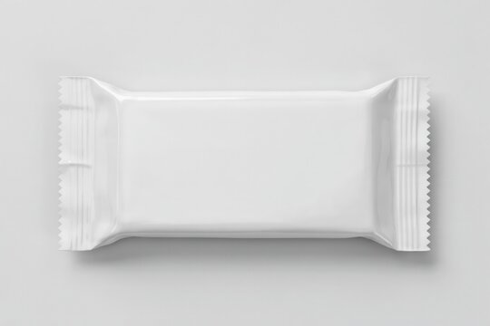 Clean white snack bar wrapper mockup isolated on white background. Branding.