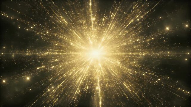 Bright golden radiant light burst with streaks extending outward in all directions