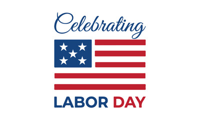 Obraz premium Celebrating labor day with an american flag design and calligraphy text