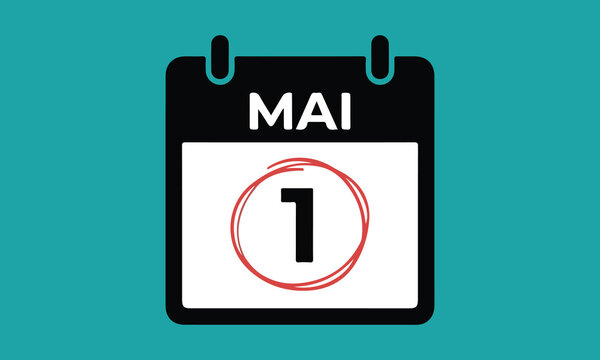 May first calendar illustration with circled date and minimalist design