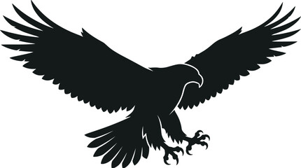 Fototapeta premium Professional solid black eagle silhouette vector graphic with wings spread for commercial design use
