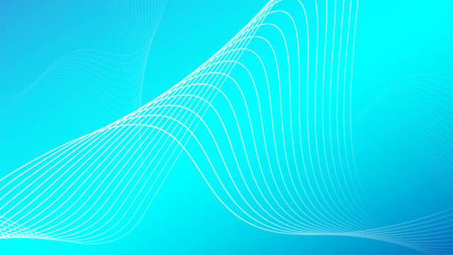 Abstract blue wavy lines with  Futuristic technology concept background