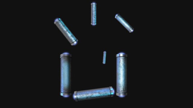 A drag and drop overlay letter that is made up from animated metallic tubes that pulsate and rotate.
