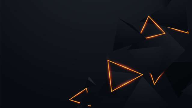 Abstract LED light 3d pyramids with dark chaotic polygon background. Vector illustration