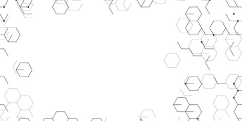 Fototapeta premium Geometric soft white hexagon mesh network background. Repeating abstract pattern of sparse dark grey science structure of linked hexagon cells. Design for poster, app interface and corporate report.