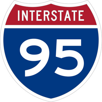 Interstate 95 Road Sign Shield Isolated on Transparent Background